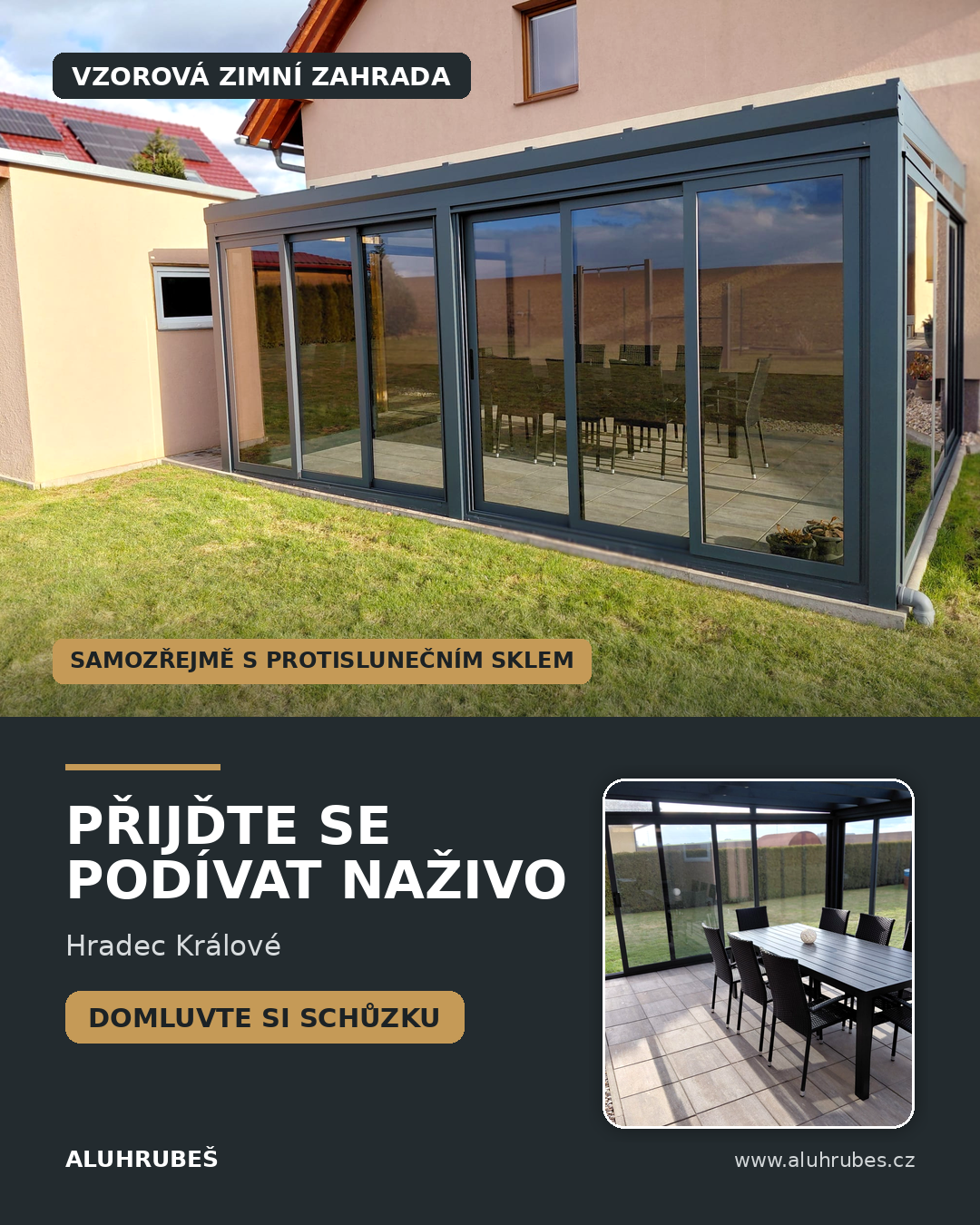 Vzorová zimní zahrada s izolačním protislunečním sklem